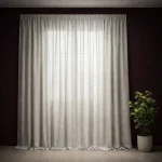 پرده تیکو دکو مدل دوخت ساده حریر کتان ژاکارت طرح محو سایز 280 × 300 سانتی‌متر