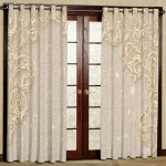 پرده بارمان دکور طرح حاشیه دار مدل مخمل پانچی کد 44-1143 W سایز 140x280 سانتی متر